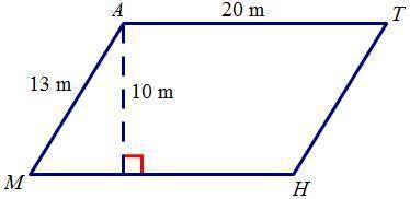 Quadrilateral MATH is a parallelogram. The perimeter of MATH is _____. A. 60 m B. 66 m C. 200 m D.