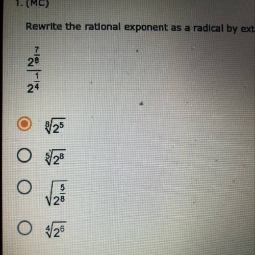 Rewrite the rational exponent as a radical by extending the properties of integer exponents