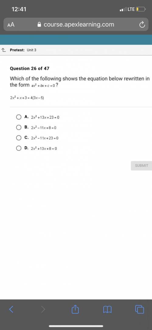 Which of the following shows the equation written in the form Not I need help again