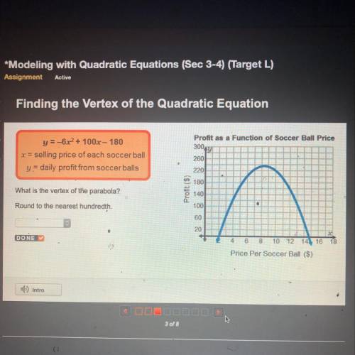 What is the vertex of the parabola? round to the nearest hundredth