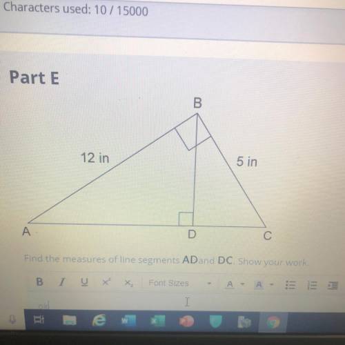 Find the measures of line segment AD and DC show your work.