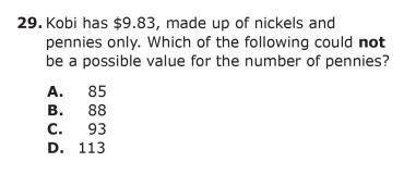 Kobi and I need to know which of the following is NOT a possible value for the number of pennies