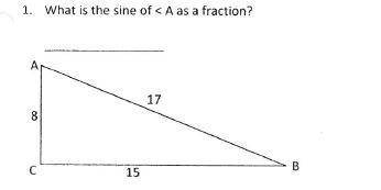What is the sine of A as a fraction?