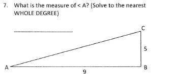 What is the measure of A? (solve to the nearest WHOLE DEGREE)