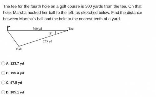 ASAP The tee for the fourth hole on a golf course is 300 yards from the tee. On that hole, Marsha h