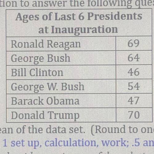 based off the data of ages of the last six US presidents( 69, 64, 46, 54, 47, and 70) What percenta