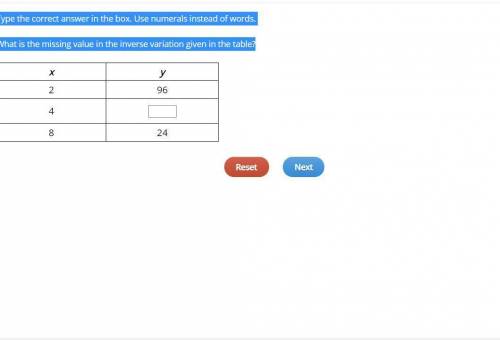 Type the correct answer in the box. Use numerals instead of words. What is the missing value in the