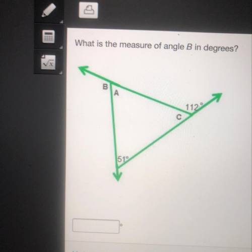 TIME LIMIT
What is the measure of angle B in degrees?￼