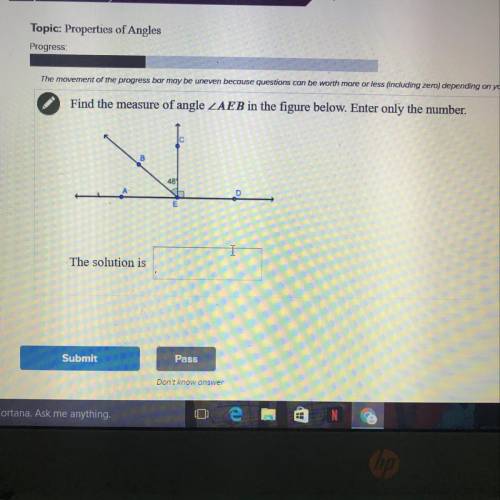 Find the measure of angle angle AEB in the figure below. Enter only the number. PLEASE HELP ASAP