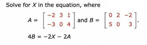 Solve for X in the equation, where 4B = −2X − 2A