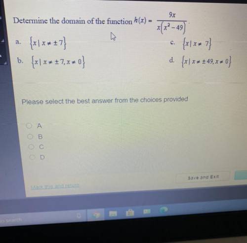 Determine the domain of the function 9x/ x(x^2-49)