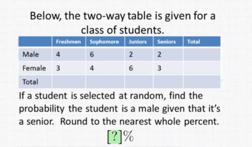 if a student is selected at random find the probability the student is a male given that it's a sen