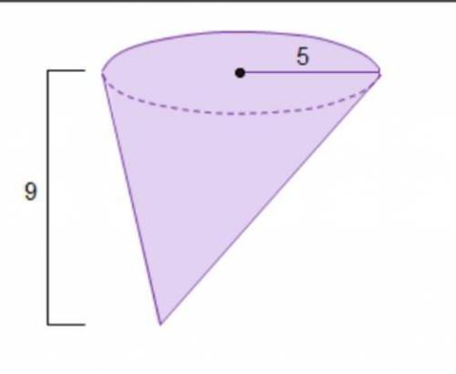 An oblique cone has a radius of 5 units and a height of 9 units. What is the approximate volume of