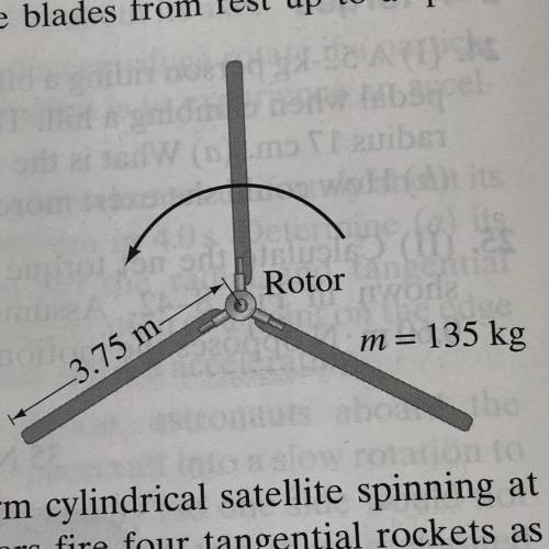 Let us treat a helicopter rotor blade as a long thin

rod, as shown in Fig. 8–49. (a) If each of t