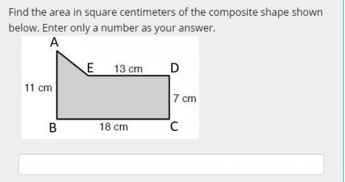 Find the area in square centimeters of the composite shape shown below. Enter only a number as your