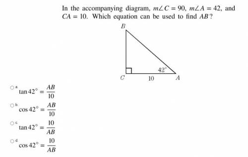 Which equation can be used to find AB?