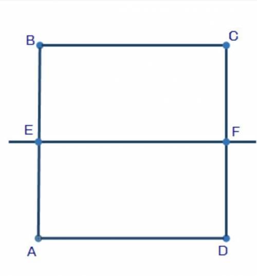 If ABCD is dilated by a scale factor of 2 about point E, which of the following is true about line