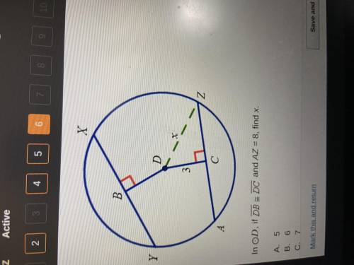 In circle d, dB=dc and az =8 find x