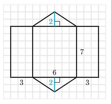 Find the surface area of the triangular prism (above) using its net (below).