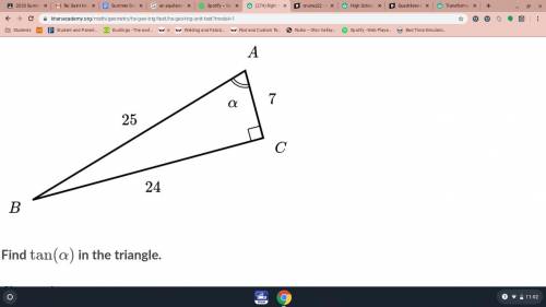 Find tan(a) in the triangle