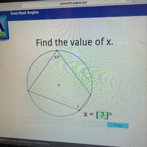 Find the value of x. 43°