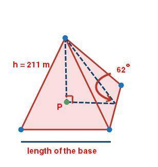 Please help! 50 points and Brainliest! Find the length of the base of the following pyramid, given