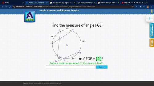 Find the measure of the angle FGE. Round to the nearest tenth. Acellus. PLEASE HELP ASAP! WITHIN A