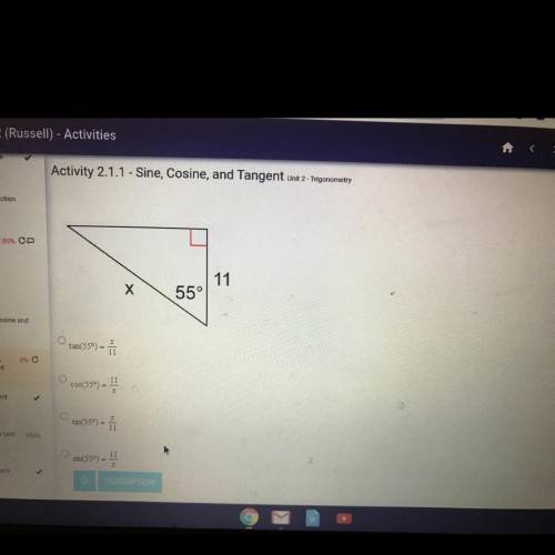 Help ASAP!!!
Identify the correct trigonometry formula to use to solve for x.