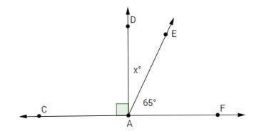 PLEASE HELP ME GUYS! In a complete sentence, describe the angle relationship between ∠DAE and ∠EAF.