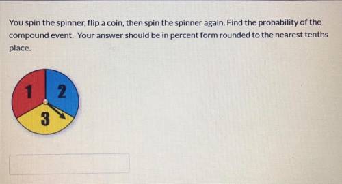 you spin the spinner, flip a coin, then spin the spinner again. Find the probability of the compoun