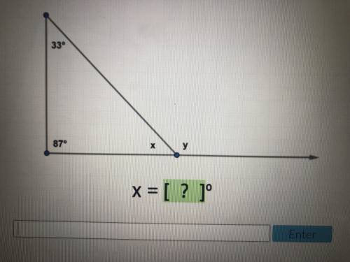 What is x? The degree of the angle of x