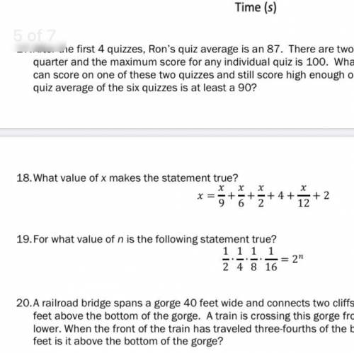 Answer question 18 or 19 in the image thank you and please help