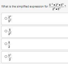 What is the simplified expression for 5 to the power of negative 3 multiplied by 2 to the power of