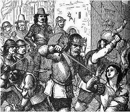 The image shows the Rebellion of 1641. The image most likely suggests that the Rebellion of 1641 wa