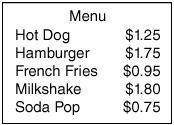 The cost to order 2 hamburgers and a milkshake from the menu shown is _____. $4.30 $5.30 $3.55 $5.3
