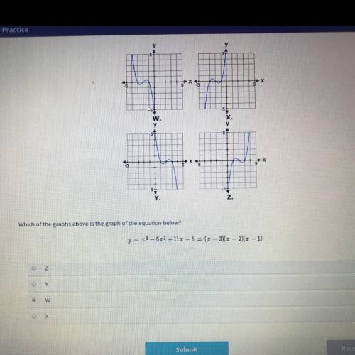 Which of the graphs above is the graph of the equation below? Y=x^3-6x^2+11x-6=(x-3)(x-2)(x-1)