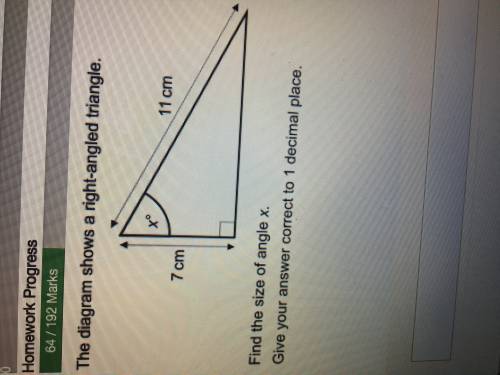 the diagrams shows a right-angled triangle. find the size of angle x (and value of h). give your an