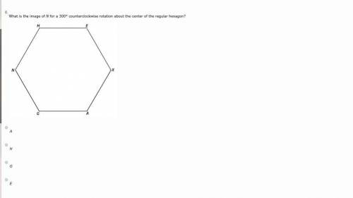 What is the image of N for a 300° counterclockwise rotation about the center of the regular hexagon