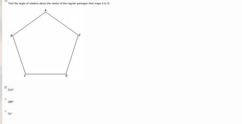 Find the angle of rotation about the center of the regular pentagon that maps A to D.