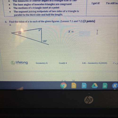 Find the x value for this problem