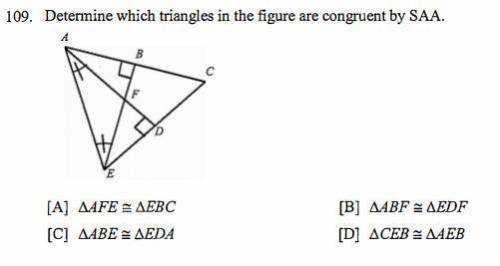 By SAA conjecture, determine which triangles are congruent.