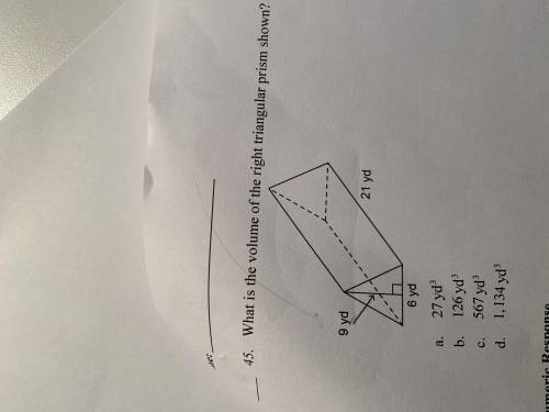 What is the volume of the right triangular prism shown?