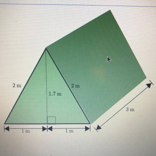 Cam’s tent (shown below) is a triangular prism.

Find the surface are, including the floor of his