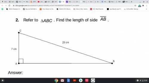 Refer to △ABC. Find the length of side AB .