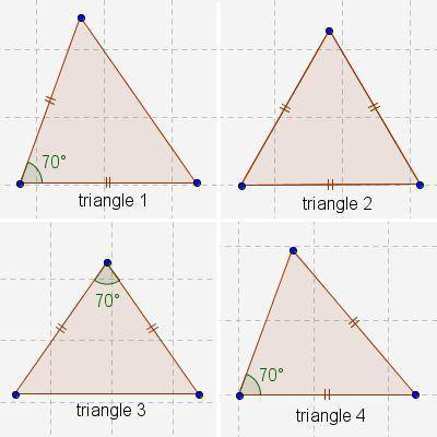 Select the correct answer. Which triangles in the diagram are congruent? A. triangle 1 and triangle
