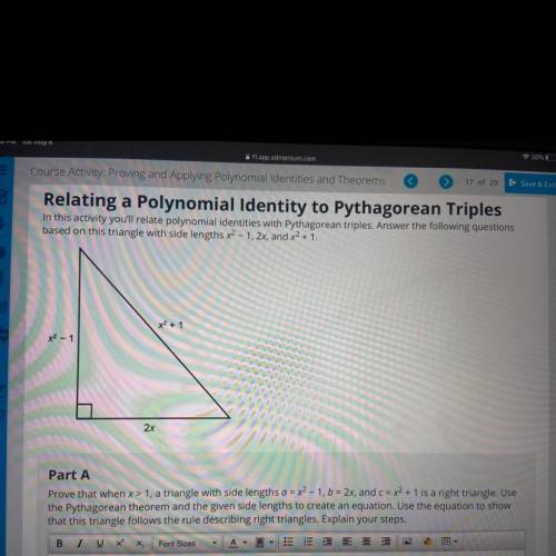 Relating a Polynomial Identity to Pythagorean Triples

In this activity you'll relate polynomial i