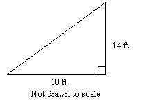 Find the length of the missing side. Leave your answer in simplest radical form. A. 296 ft B. 2 ft