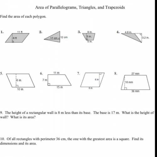 Find the area of each polygon