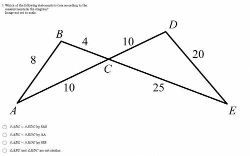 Which of the following statements is true according to the measurements in the diagram? Image not s