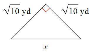 Find the missing the side of the triangle. A. 0 yd B. 30−−√ yd C. 25–√ yd D. 17−−√ yd